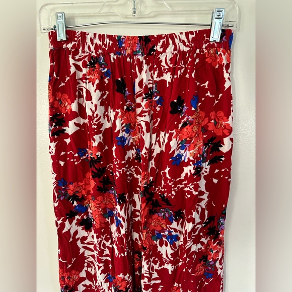 Free people bohemian Late Night Red Floral Print Wide-Leg Pants size XS - Picture 7 of 16